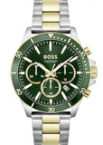 Hugo Boss Troper Chronograph Green Dial Two Tone Steel Strap Watch for Men - 1514154