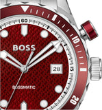 Hugo Boss Bossmatic Automatic Red Dial Silver Steel Strap Watch for Men - 1514179