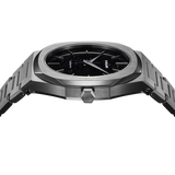 D1 Milano Ultra Thin Aventurine Black Dial Silver Steel Strap Watch for Men - D1-UTBJ29