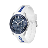 Hugo Boss Strike Chronograph Blue Dial White Rubber Strap Watch for Men - 1514238