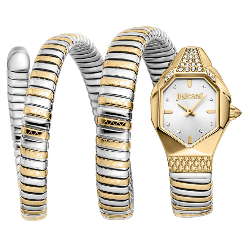 Just Cavalli Ambra Silver Dial Two Tone Steel Strap Watch for Women - JC1L370M0055