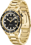 Hugo Boss Bossmatic Automatic Black Dial Gold Steel Strap Watch for Men - 1514180
