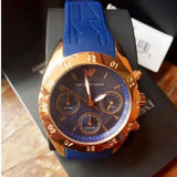 Emporio Armani Sportivo Chronograph Blue Dial Blue Silicone Strap Watch for Women - AR5939