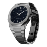D1 Milano Ultra Thin Aventurine Black Dial Silver Steel Strap Watch for Men - D1-UTBJ29