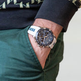 Hugo Boss Strike Chronograph Blue Dial White Rubber Strap Watch for Men - 1514238