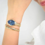 Just Cavalli Specchio Blue Dial Rose Gold Steel Strap Watch for Women - JC1L322M0045