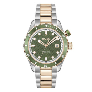 Hugo Boss Bossmatic Automatic Green Dial Two Tone Steel Strap Watch for Men - 1514181