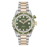 Hugo Boss Bossmatic Automatic Green Dial Two Tone Steel Strap Watch for Men - 1514181