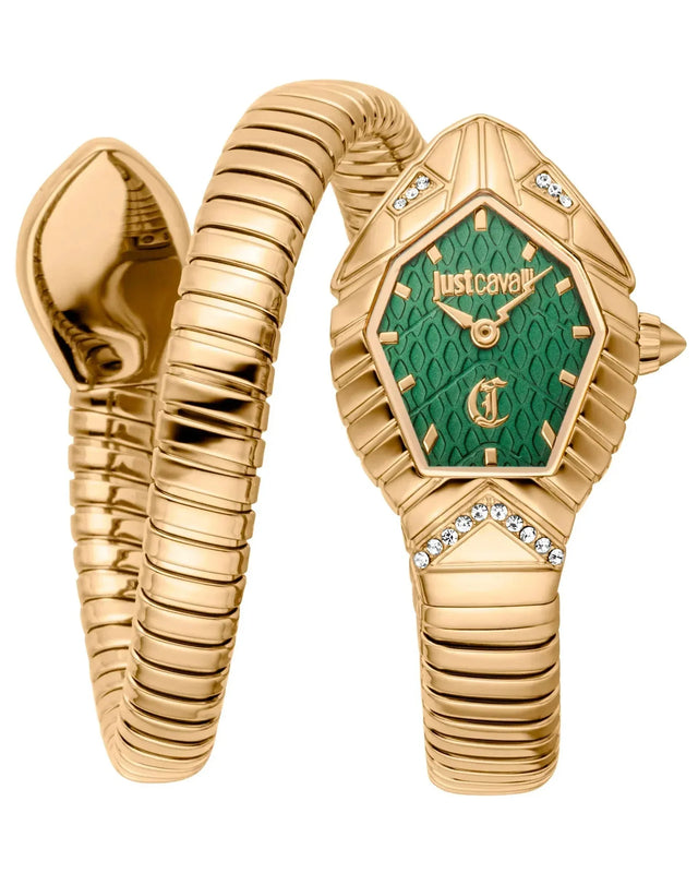 Just Cavalli Speranza Green Dial Gold Steel Strap Watch for Women - JC1L356M0035