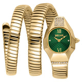 Just Cavalli Lunara Green Dial Gold Steel Strap Watch for Women - JC1L397M0045