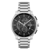 Hugo Boss Peak Chronograph Black Dial Silver Steel Strap Watch for Men - 1514191