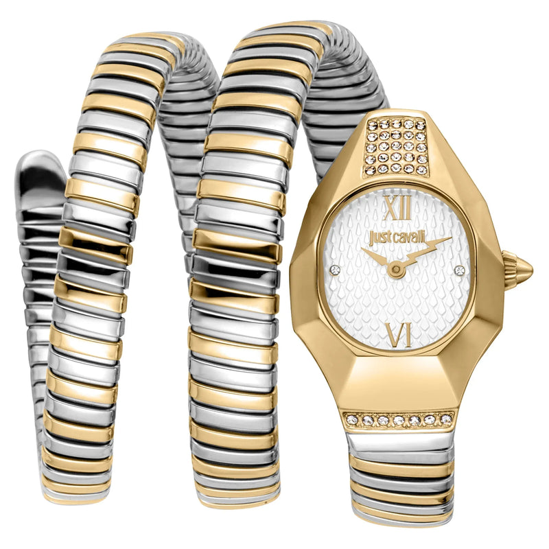 Just Cavalli Lunara Silver Dial Two Tone Steel Strap Watch for Women - JC1L397M0065