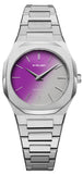 D1 Milano Ultra Thin Solar Sync Purple Dial Silver Steel Strap Watch for Women - D1-UTBL36