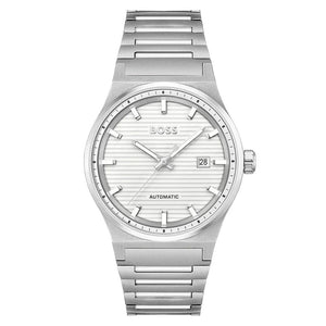 Hugo Boss Candor Automatic White Dial Silver Steel Strap Watch for Men - 1514186