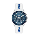Hugo Boss Strike Chronograph Blue Dial White Rubber Strap Watch for Men - 1514238