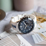 Hugo Boss Strike Chronograph Blue Dial White Rubber Strap Watch for Men - 1514238