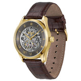 Hugo Boss Principle Skeleton Grey Dial Brown Leather Strap Watch for Men - 1514235