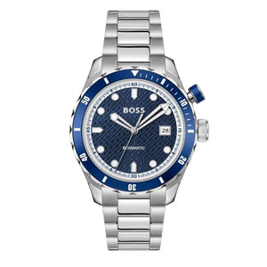 Hugo Boss Bossmatic Automatic Blue Dial Silver Steel Strap Watch for Men - 1514177