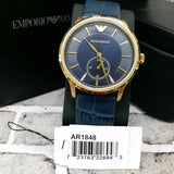 Emporio Armani Alpha Medium Blue Dial Blue Leather Strap Watch for Men - AR1848