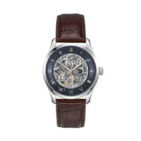 Hugo Boss Principle Skeleton Blue Dial Brown Leather Strap Watch for Men - 1514305