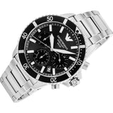 Emporio Armani World Explorer Black Dial Silver Steel Strap Watch for Men - AR11739