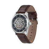 Hugo Boss Principle Skeleton Blue Dial Brown Leather Strap Watch for Men - 1514305