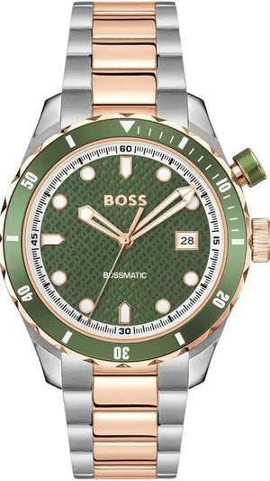 Hugo Boss Bossmatic Automatic Green Dial Two Tone Steel Strap Watch for Men - 1514181