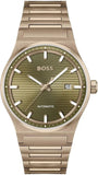 Hugo Boss Candor Automatic Olive Green Dial Brown Steel Strap Watch for Men - 1514184