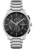 Hugo Boss Peak Chronograph Black Dial Silver Steel Strap Watch for Men - 1514191