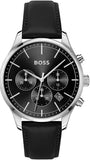 Hugo Boss Avery Chronograph Black Dial Black Leatherr Strap Watch for Men - 1514211