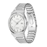 Hugo Boss Candor Automatic White Dial Silver Steel Strap Watch for Men - 1514186