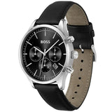 Hugo Boss Avery Chronograph Black Dial Black Leatherr Strap Watch for Men - 1514211