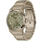 Hugo Boss Candor Chronograph Green Dial Brown Steel Strap Watch for Men - 1514222