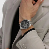 Hugo Boss Peak Chronograph Black Dial Silver Steel Strap Watch for Men - 1514191