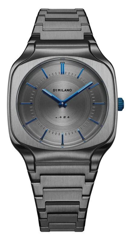D1 Milano Square Titanium Gray Dial Gray Steel Strap Watch for Men - D1-SQBJ02