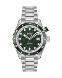Hugo Boss Bossmatic Automatic Green Dial Silver Steel Strap Watch for Men - 1514178