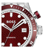 Hugo Boss Bossmatic Automatic Red Dial Silver Steel Strap Watch for Men - 1514179