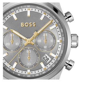 Hugo Boss Candor Chronograph Silver Dial Silver Steel Strap Watch for Men - 1514221