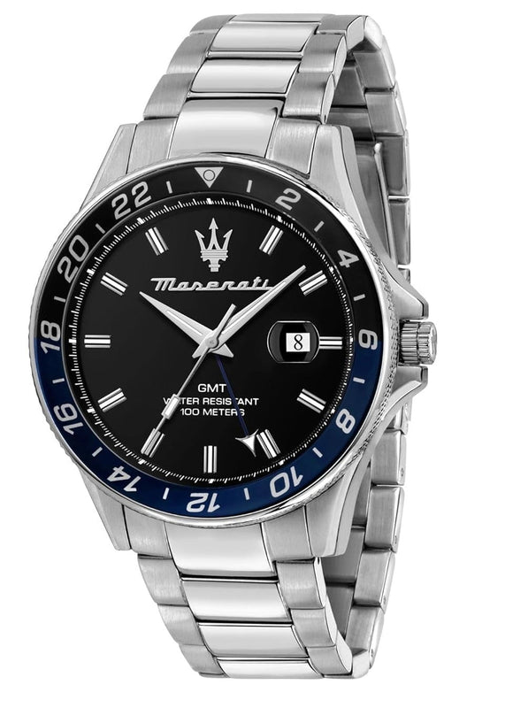 Maserati SFIDA Limited Edition Black Dial Silver Steel Strap Watch for Men - R8853140011