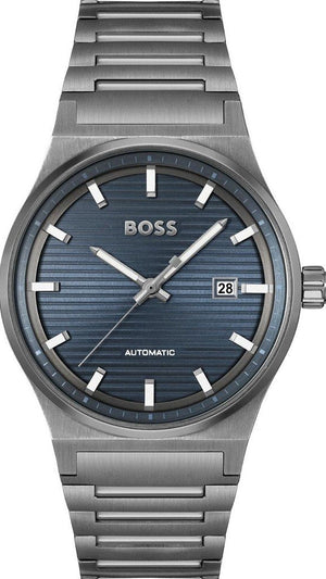 Hugo Boss Candor Automatic Blue Dial Grey Steel Strap Watch for Men - 1514119