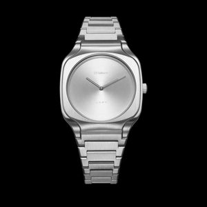D1 Milano Square Silver Dial Silver Steel Strap Watch for Men - D1-SQBJ10