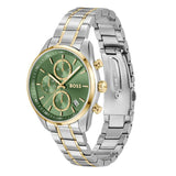Hugo Boss Grand Tour Chronograph Green Dial Two Tone Steel Strap Watch for Women - 1502766