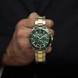 Hugo Boss Troper Chronograph Green Dial Two Tone Steel Strap Watch for Men - 1514154