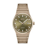 Hugo Boss Candor Automatic Olive Green Dial Brown Steel Strap Watch for Men - 1514184