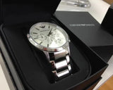 Emporio Armani Renato Chronograph White Dial Silver Steel Strap Watch for Women  - AR2459
