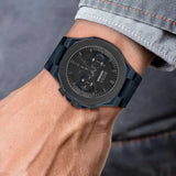 Hugo Boss Taper Chronograph Black Dial Blue Leather Strap Watch for Men - 1514086