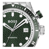 Hugo Boss Bossmatic Automatic Green Dial Silver Steel Strap Watch for Men - 1514178