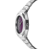 D1 Milano Ultra Thin Solar Sync Purple Dial Silver Steel Strap Watch for Women - D1-UTBL36