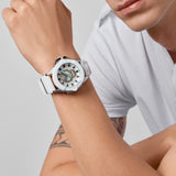 Philipp Plein The Skull White Dial White Silicone Strap Watch for Men - PWAAA1521