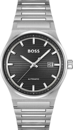 Hugo Boss Candor Automatic Black Dial Silver Steel Strap Watch for Men - 1514117
